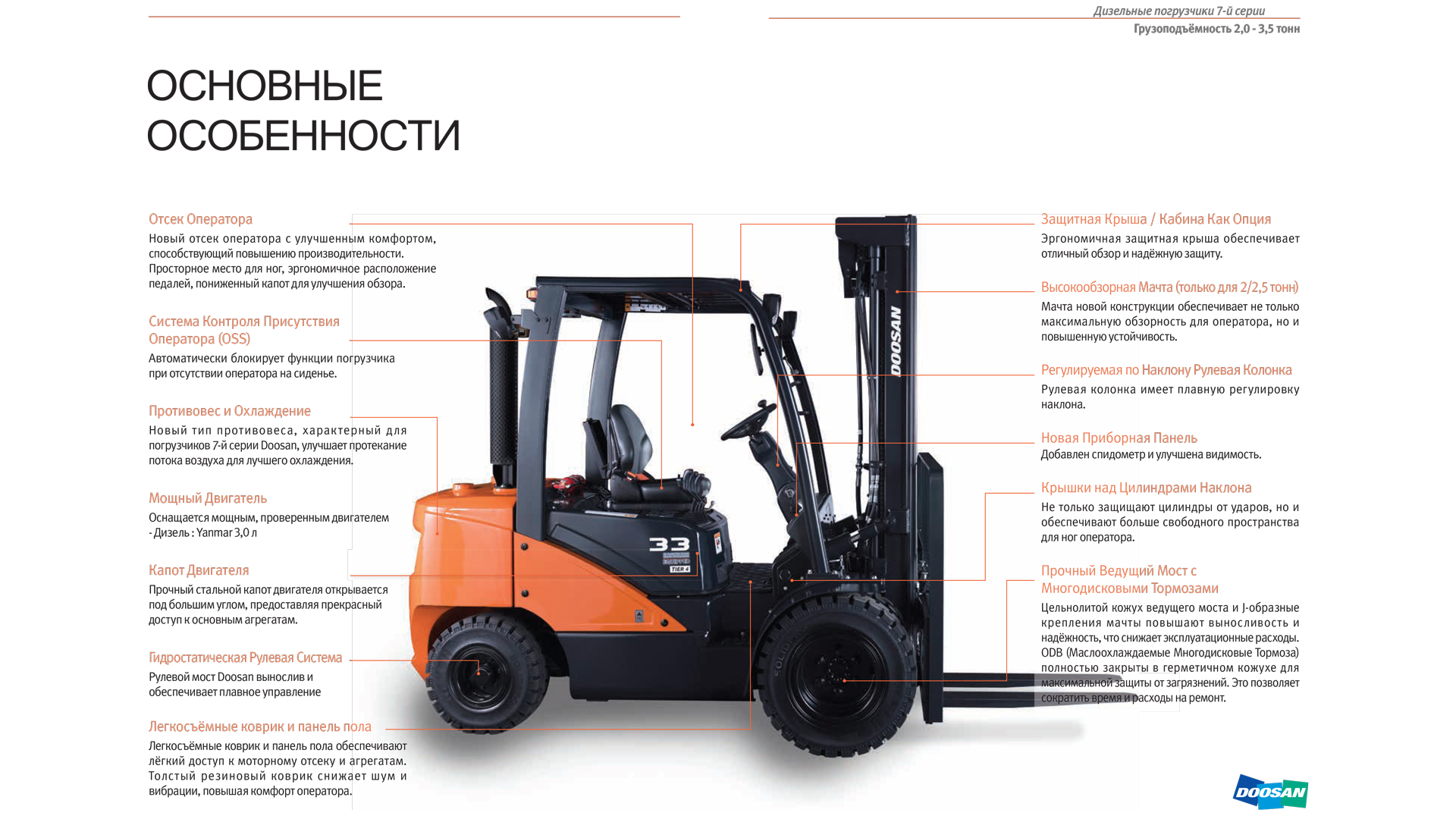Погрузчик Doosan - Основные особенности Погрузчик Doosan - Основные особенности